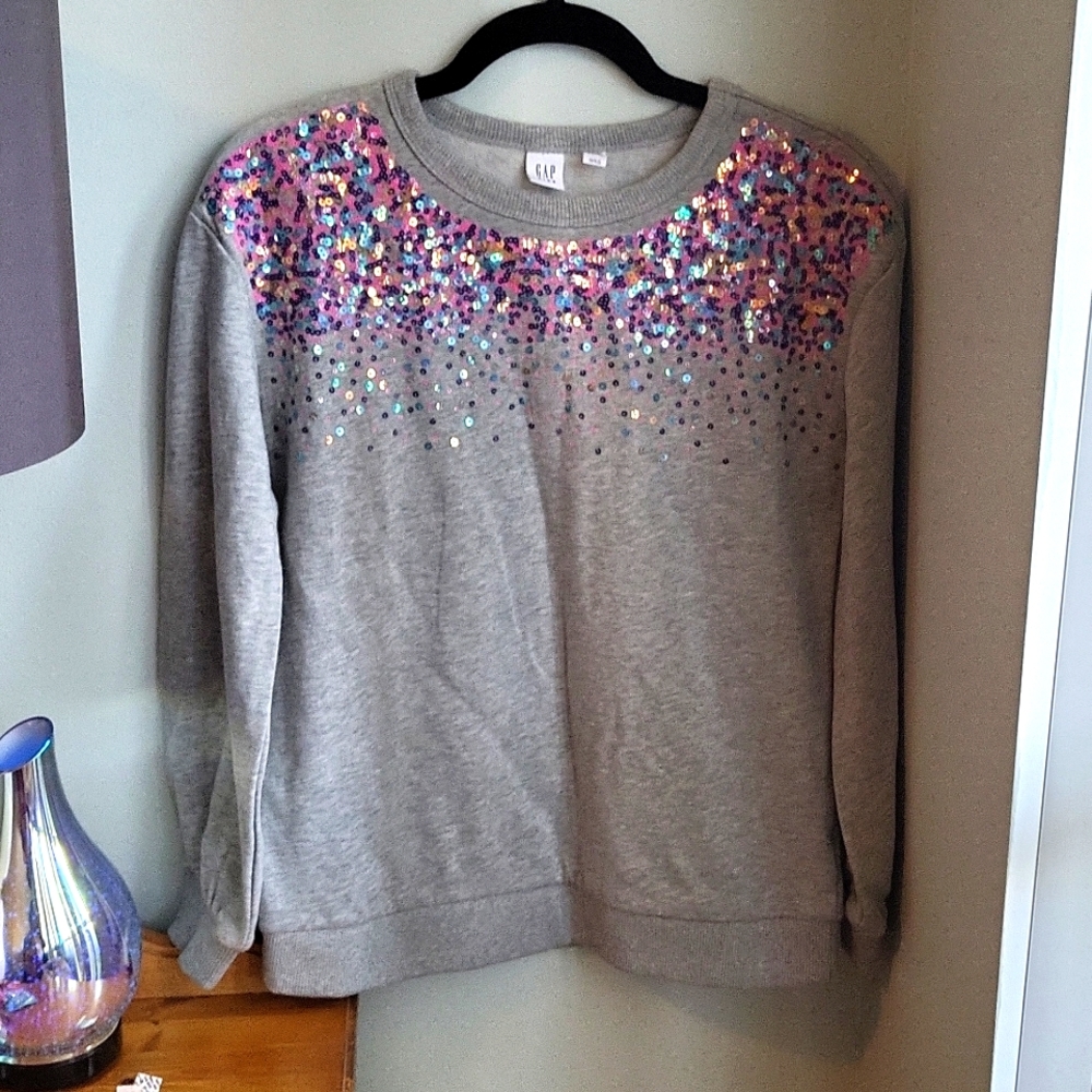 Gap long sleeve, Youth XXL, Grey with sequin neckline
